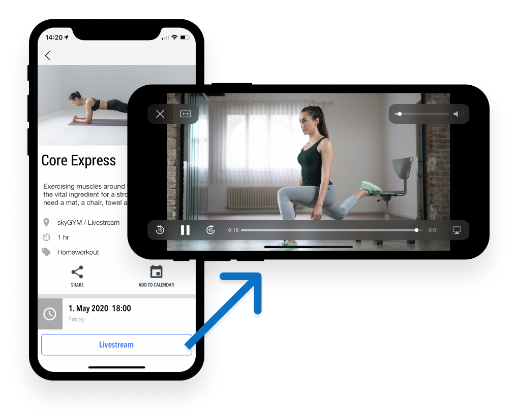 myFitApp Livestream one Click-2