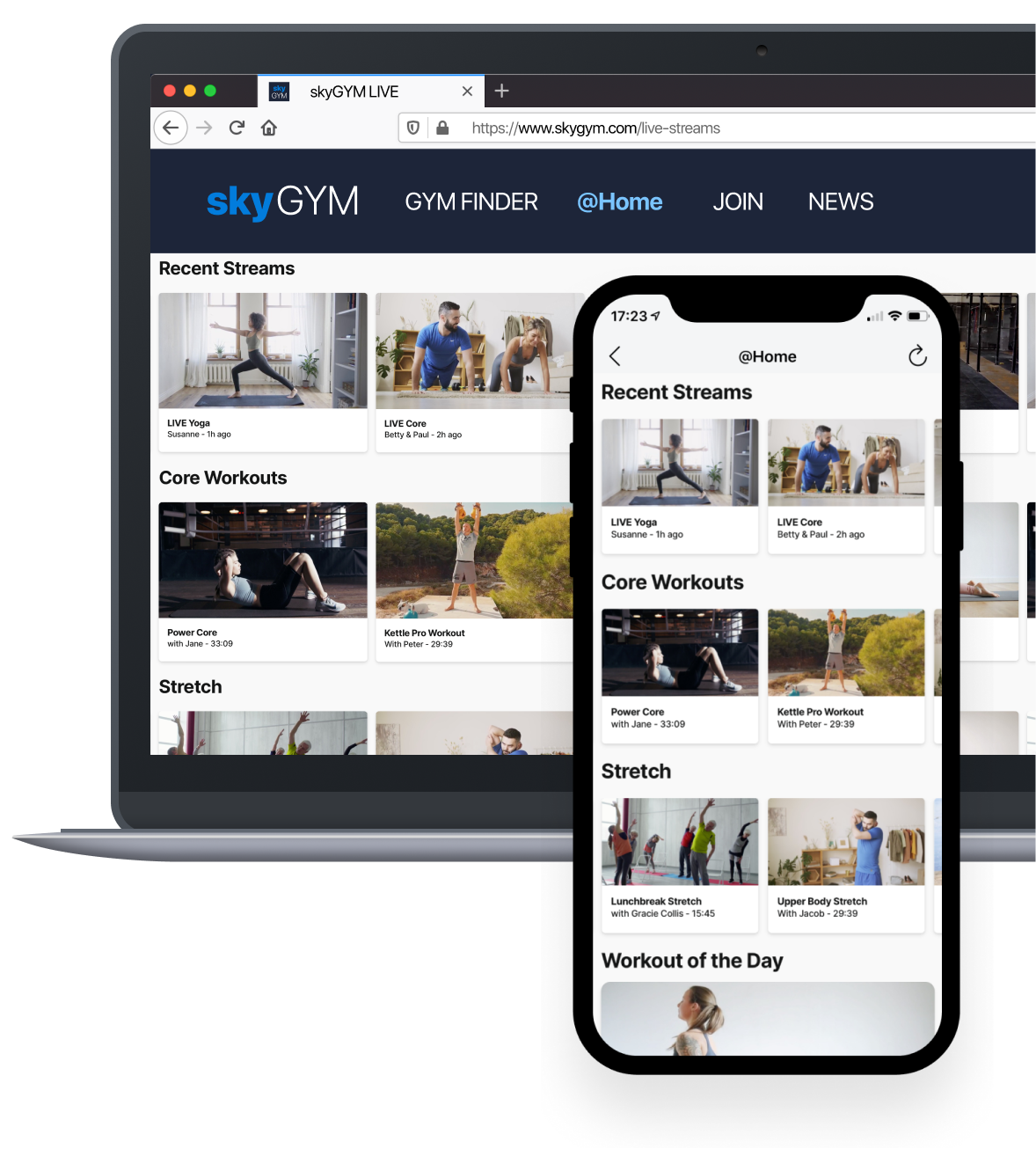 myFitApp@home live streaming and on-demand video in branded member app and website