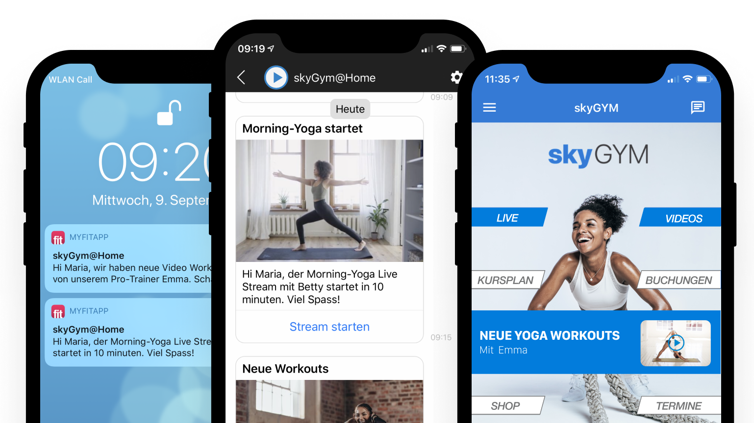 myFitApp@home Eingebautes Marketing Push Nachrichten Banner DE