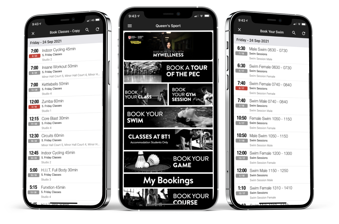 Queen's university bookings in App