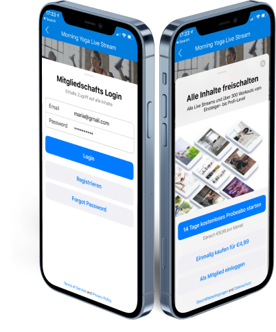 In-App Käufe In-App Käufe Mitglieder Login Paywall
