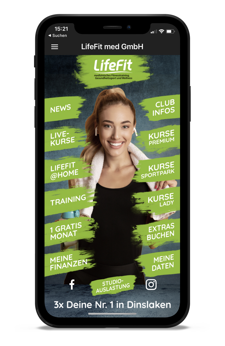 LifeFit med Homescreen Kunden myFitApp