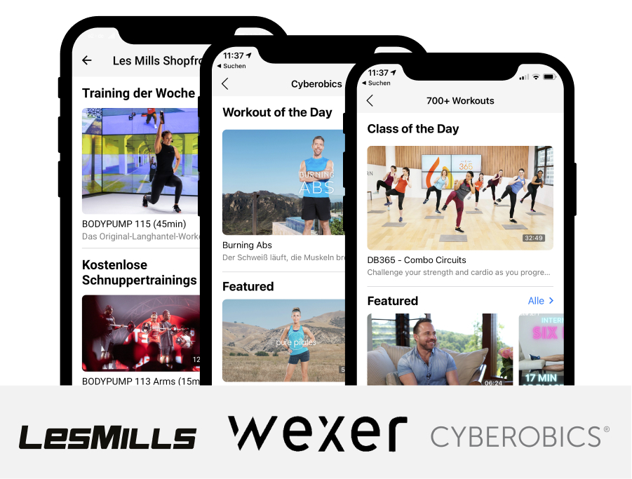 myfitapp@home mit partner content inhalten eigene videosammlung ergänzen shopfront cyberobics wexer lesmills