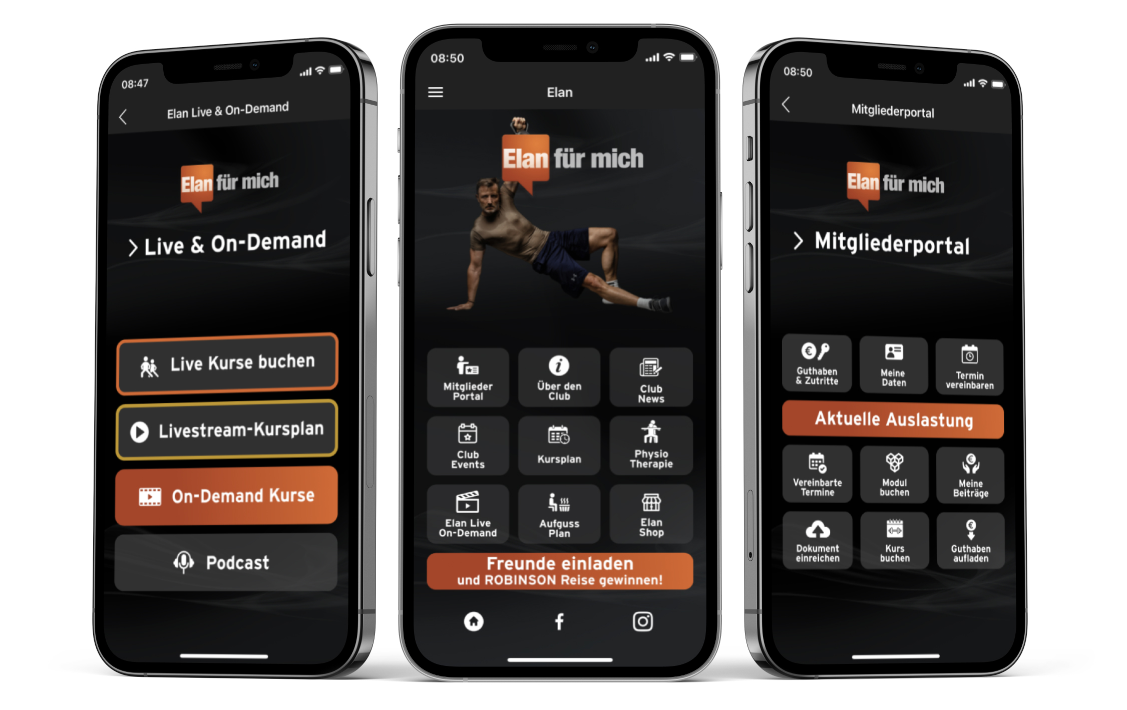 App des Monats November: ELAN Fitness Customer Kunden Sub Navigation 