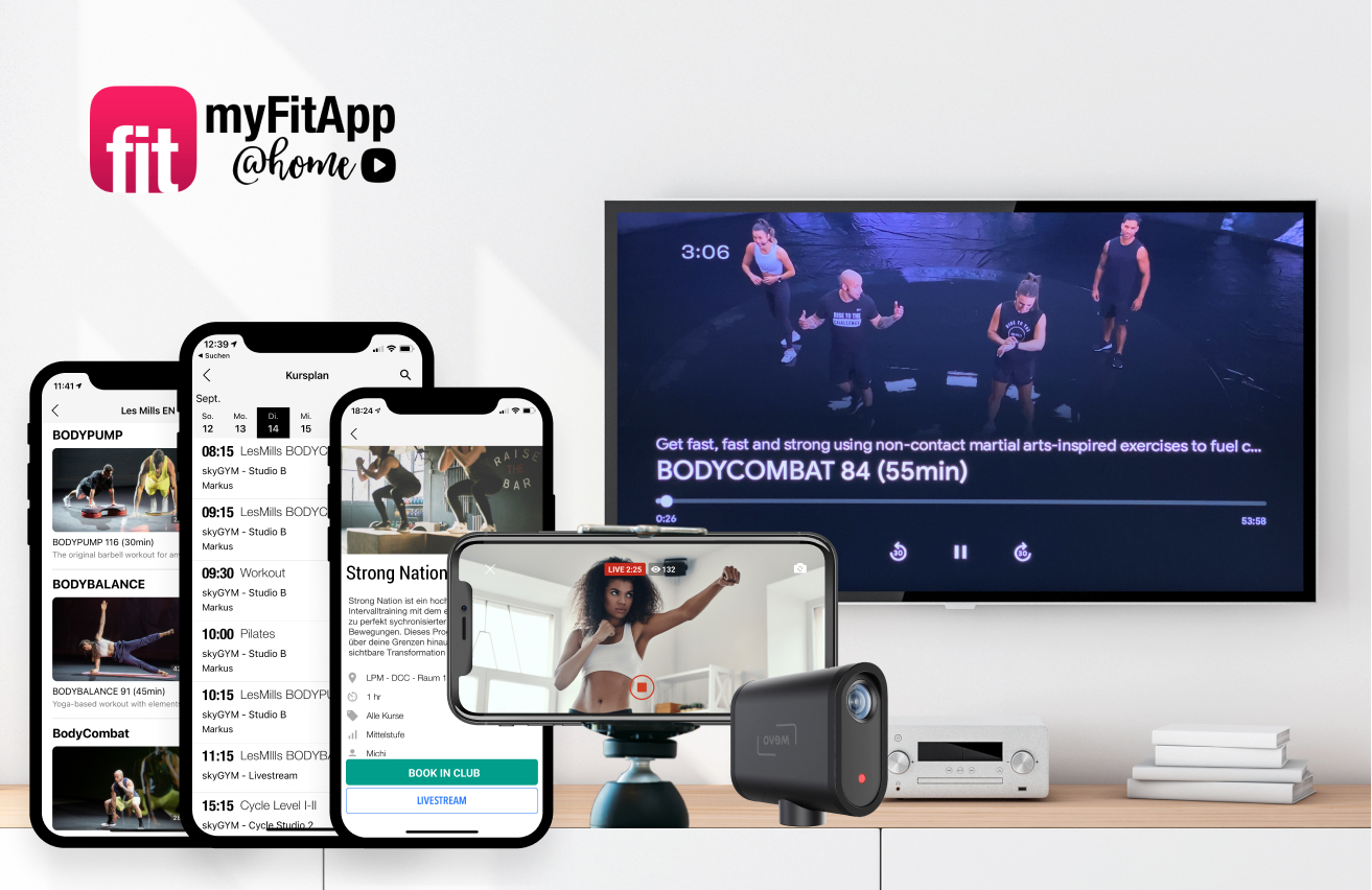 myFitApp@home Livestream On-Demand In-App Käufe Solutions myFitApp boilerplate