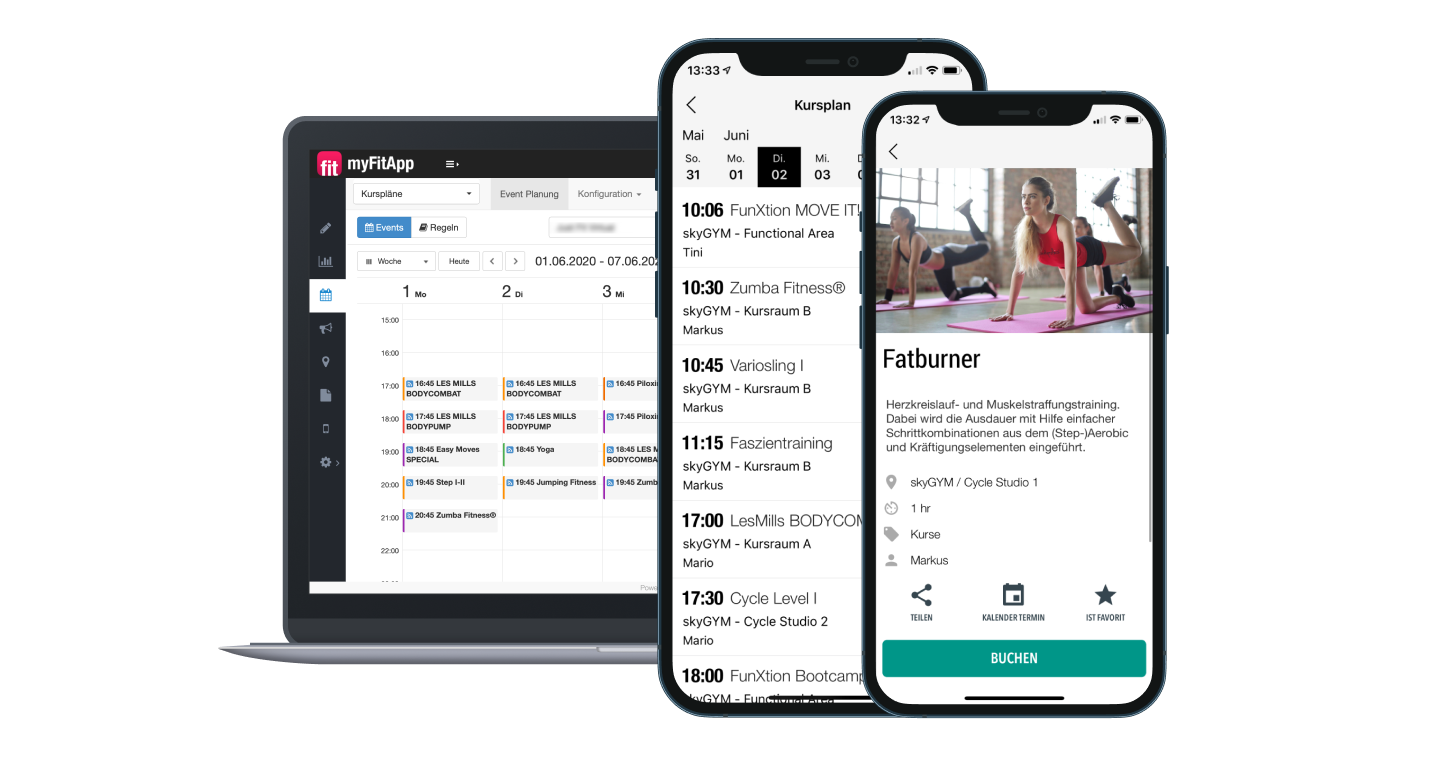 Buchung Booking Connect Event Kalender Solutions myFitApp