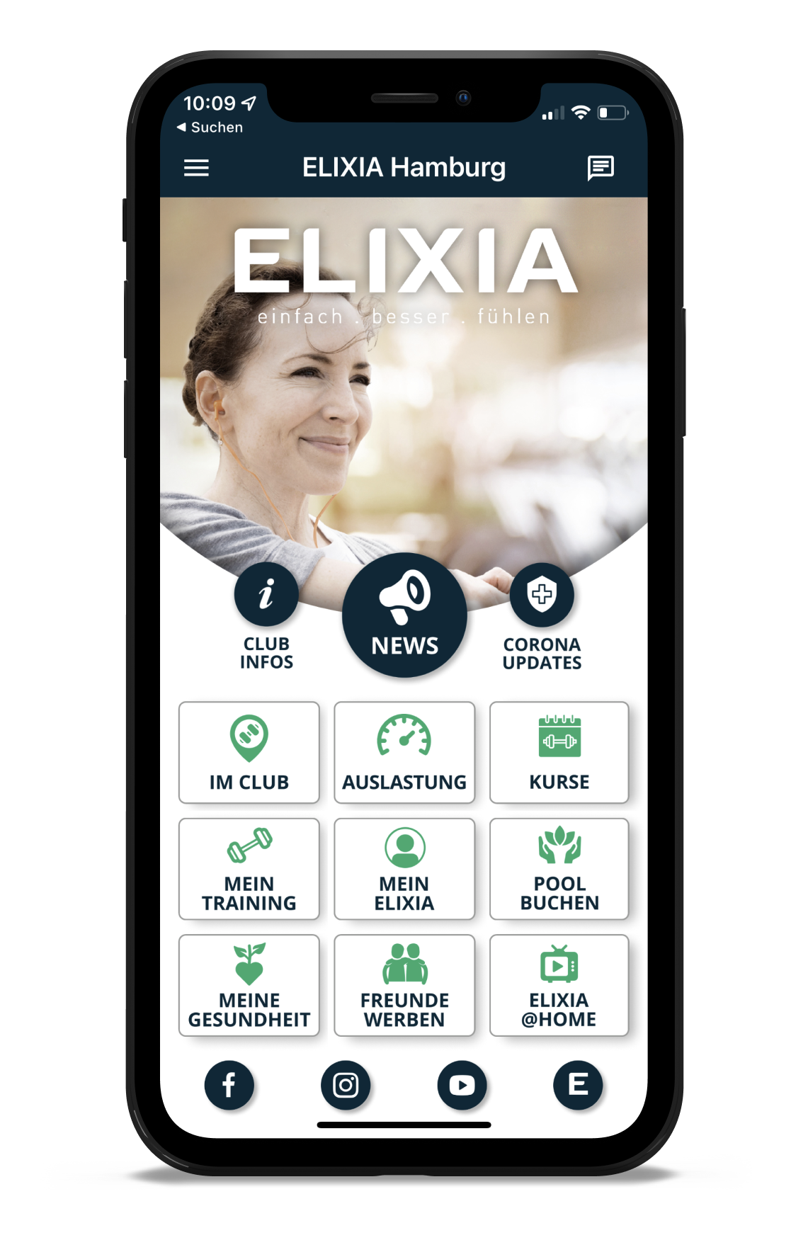 ELIXIA Homescreen Kunden myFitApp
