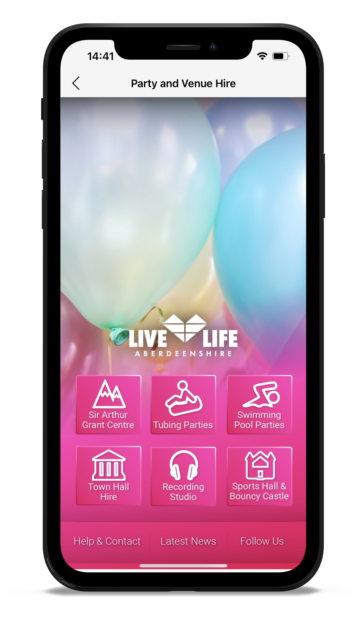 Live Life Aberdeenshire App design