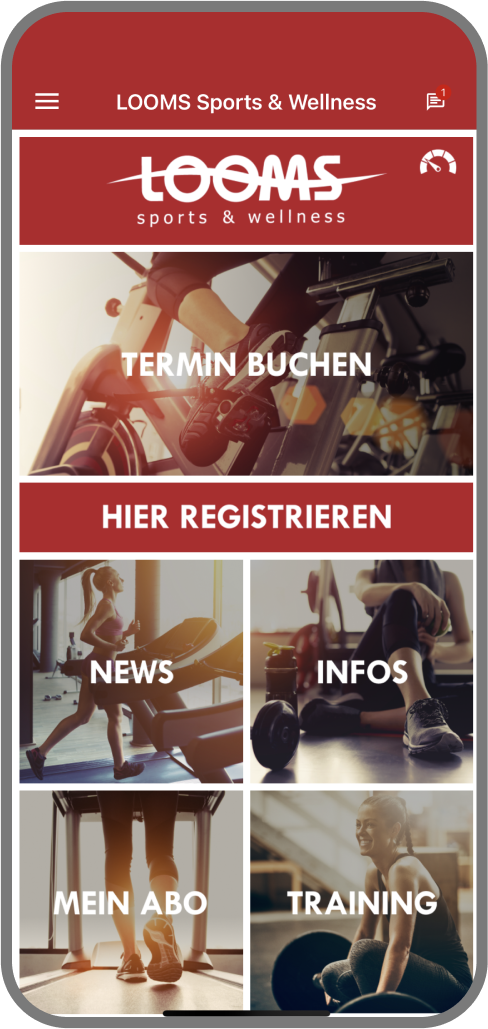 Screenshot der Branded Member App von ELIXIA - Homescreen myFitApp