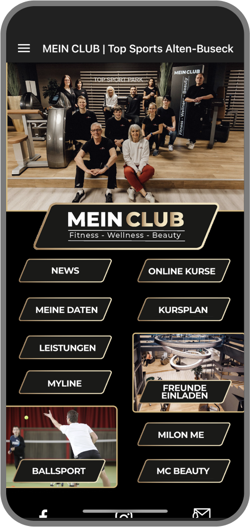 MEIN CLUB Homescreen Kunden myFitApp