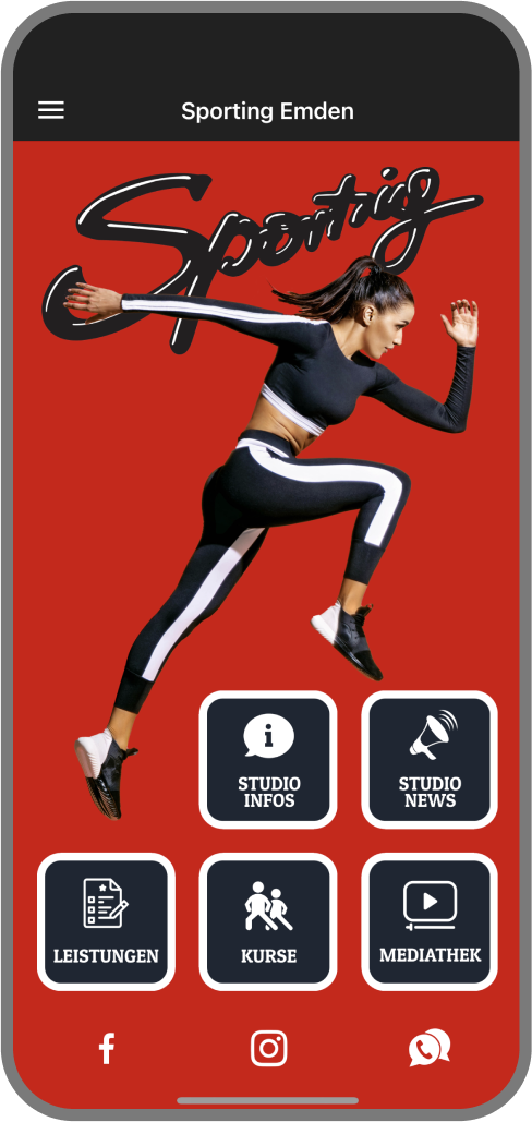 Screenshot der Branded Member App von Sporting Emden - Homescreen myFitApp