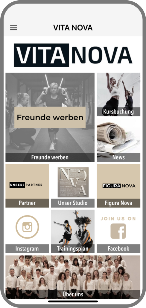 VITA NOVA Homescreen Kunden myFitApp