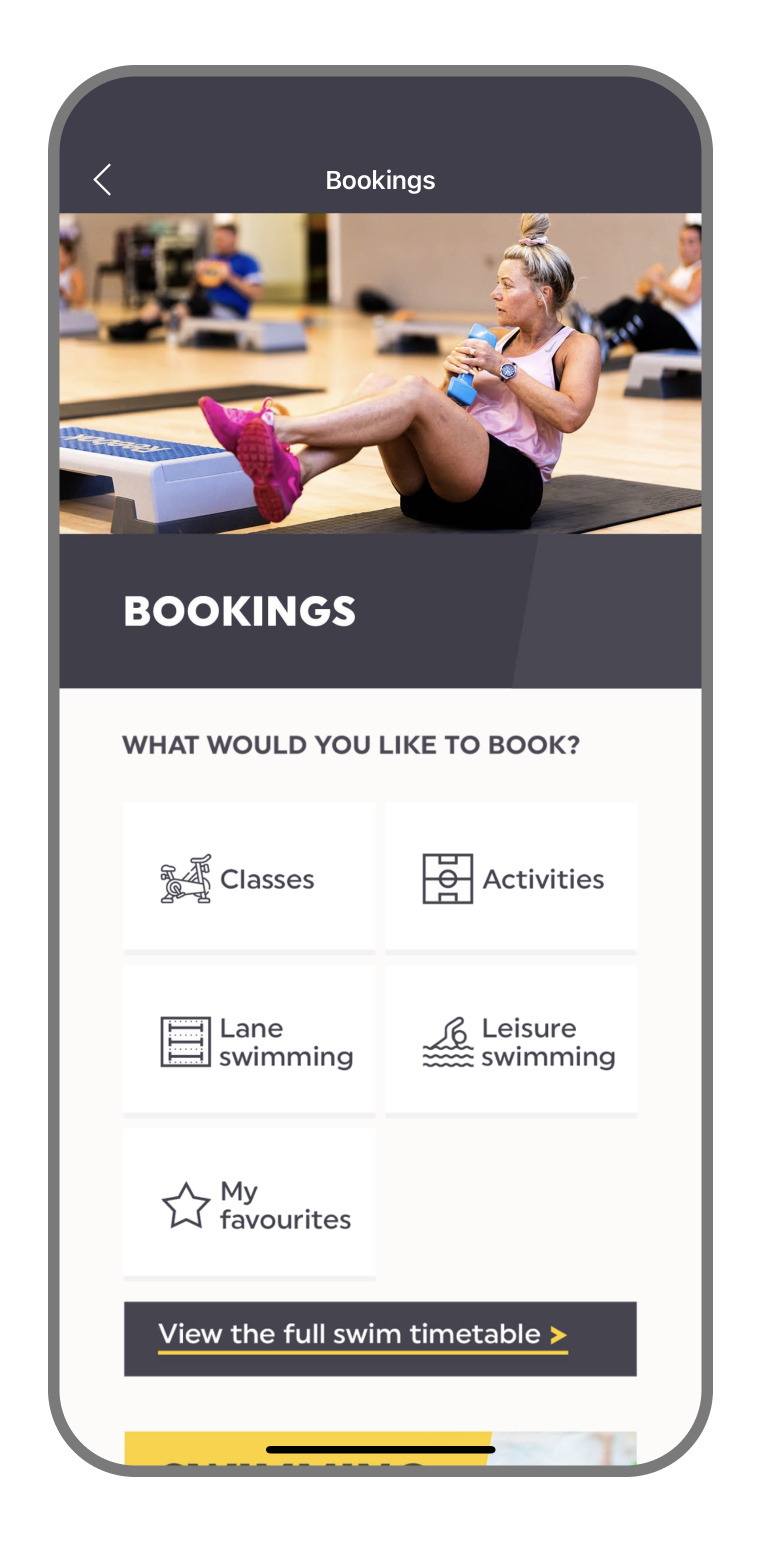 Booking screen Parkwood App