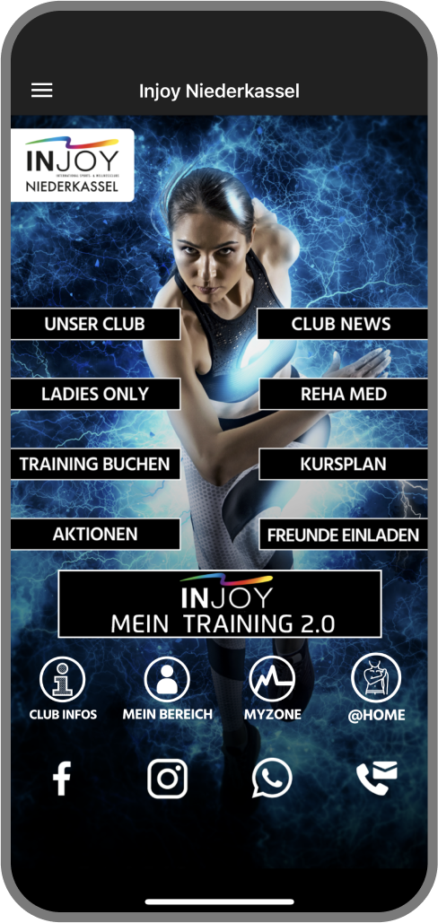 Screenshot der Branded Member App von Injoy Niederkaseel - Homescreen myFitApp