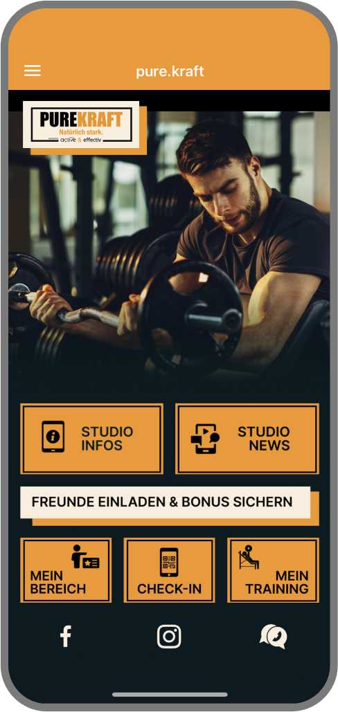 Screenshot der Branded Member App von Sam24 - Homescreen myFitApp