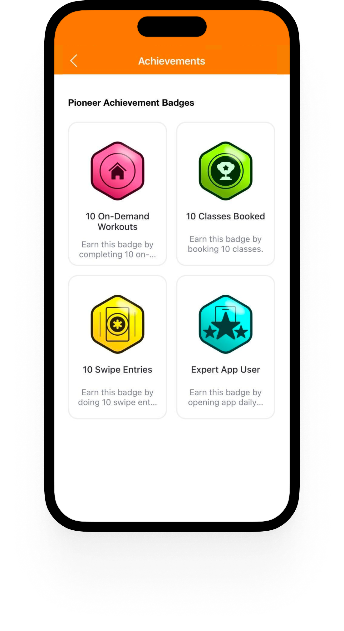 Gamification achievements screen on iphone